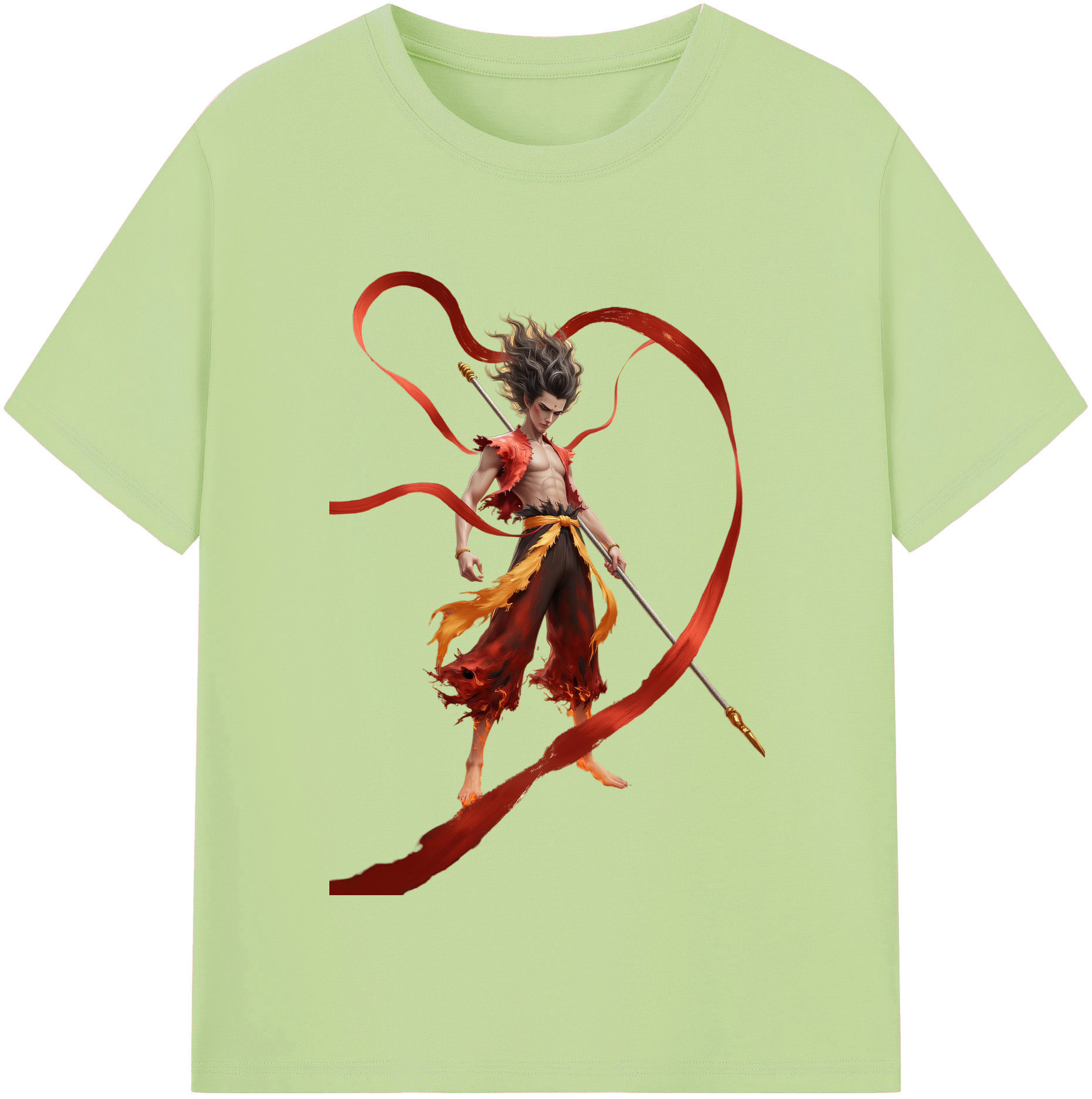 （画像用） Ne Zha 2 ナタ 魔童の大暴れ 綿100％半袖Tシャツ（フロントプリント）